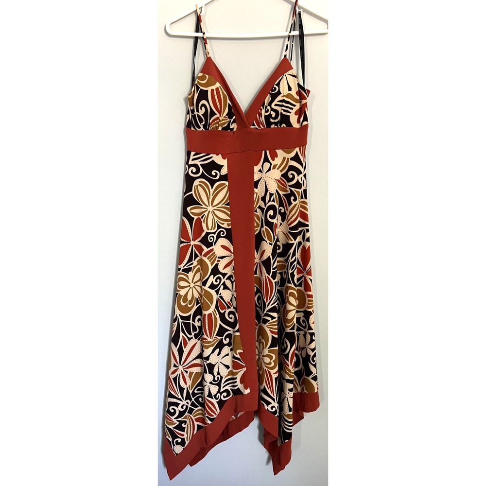 XOXO Dress Womens Large Multicolor Floral Hanky Hem Spaghetti Strap Made USA